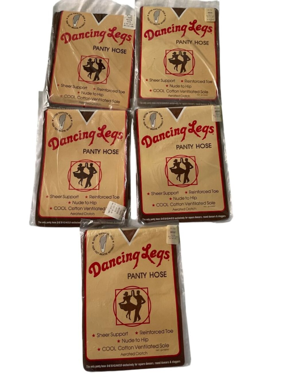 Square Dancing Dancing Legs Sheer Support Panty Hose Petite Made In USA Beige